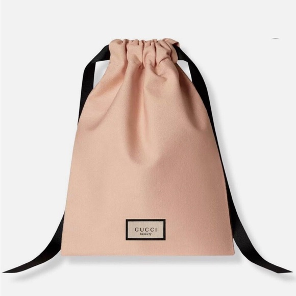 Gucci Beauty Drawstring Bucket Cosmetic Bag Makeup Pouch Peach New - Picture 1 of 3
